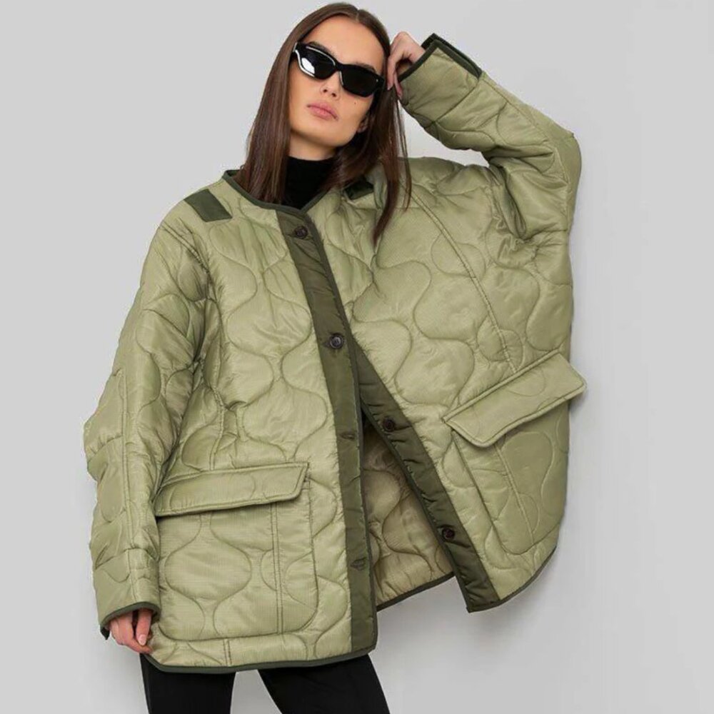 Like New The Frankie Shop Moss Green Teddy Quilted Jacket